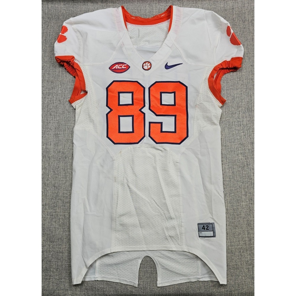 Clemson Tigers Football Jersey Mens 42 L White Game Worn Team Issued‎ Nike #89